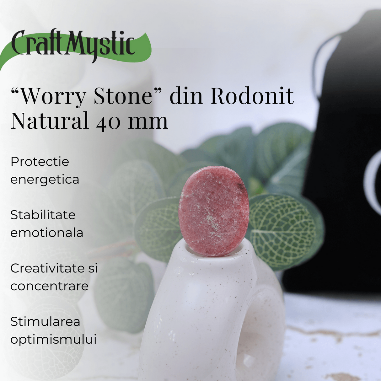 Piatra de Deget Terapeutica Rodonit 4 cm - Reducerea Stresului