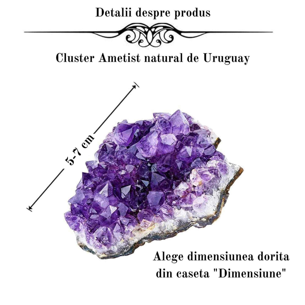 Cluster Ametist Natural din Uruguay, Cristal Unic pentru Meditatie si Echilibrare Energetica, Dimensiuni 5 cm