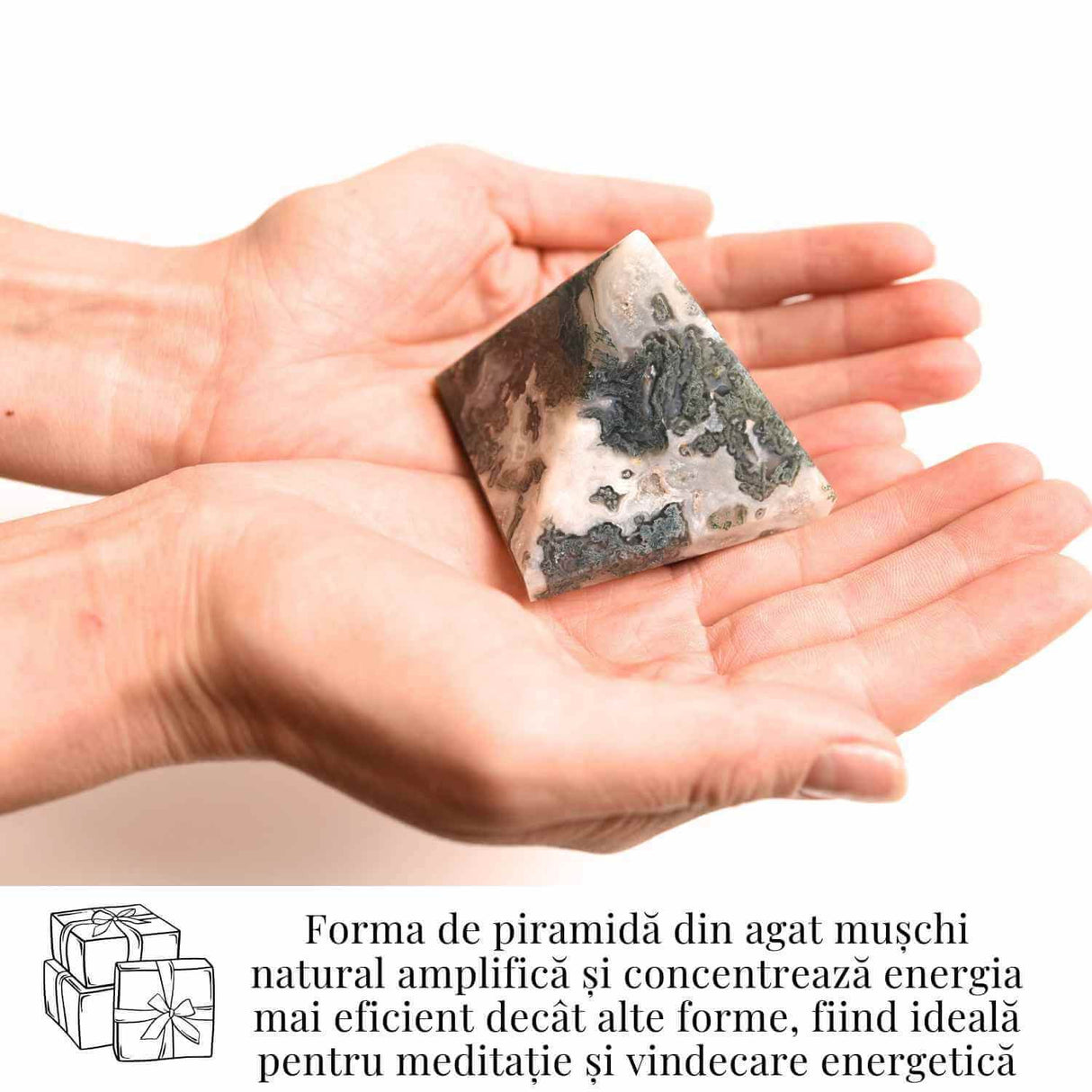 Piramida Moss Agate 55-60 mm - Echilibru Energetic si Vindecare Naturala
