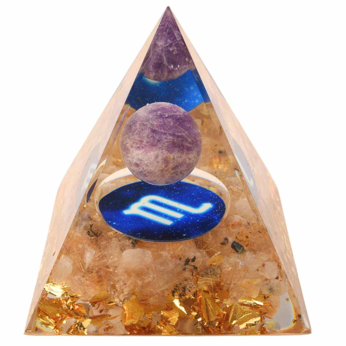 Piramida de Energie Orgonica 6 cm cu Cristale de Vindecare specifice Zodiei Berbec pentru Relaxare, Meditatie si Ornament