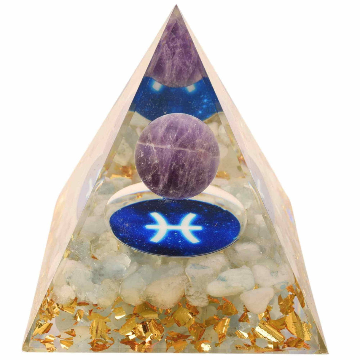 Piramida de Energie Orgonica 6 cm cu Cristale de Vindecare specifice Zodiei Berbec pentru Relaxare, Meditatie si Ornament