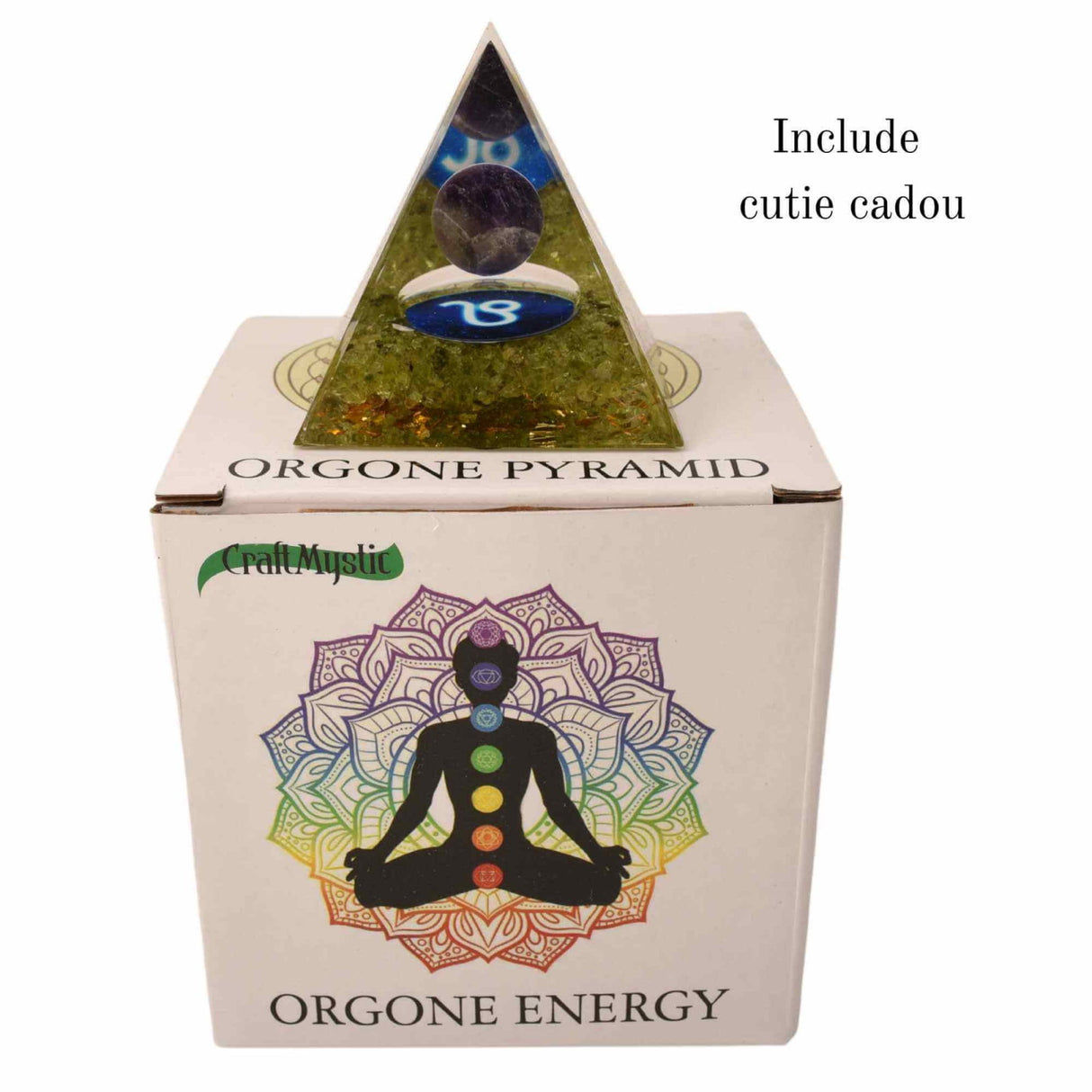 Piramida de Energie Orgonica 6 cm cu Cristale de Vindecare specifice Zodiei Berbec pentru Relaxare, Meditatie si Ornament
