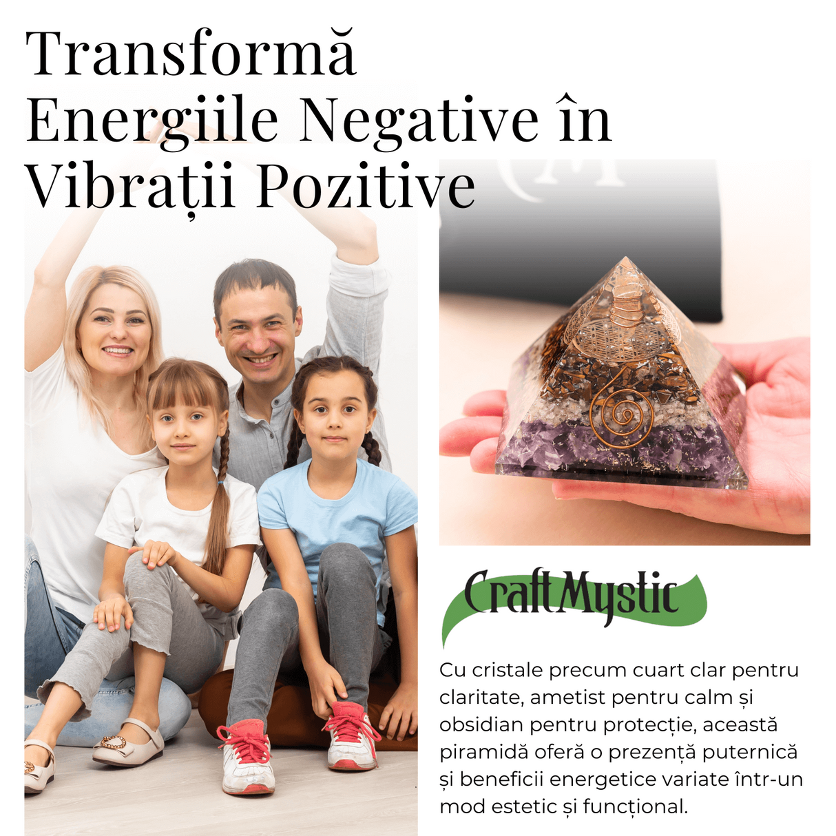 Piramida Orgonica pentru Protectie Energetica, Vindecare si Meditatie - Dimensiune 70-75 mm