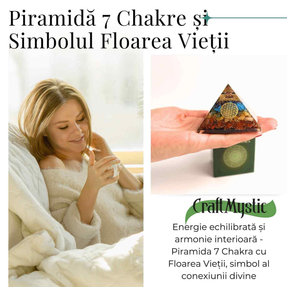 Piramida Orgonica 7 Chakre cu Floarea Vietii - Energie si Armonie