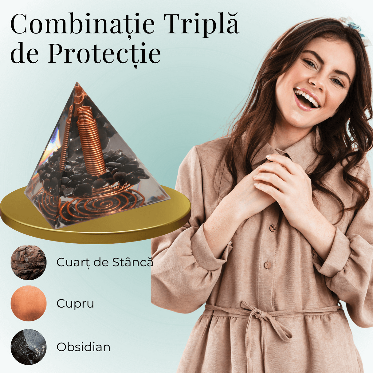 Piramida Orgonic Obsidian 60mm - Protectie, Claritate si Transformare Interioara