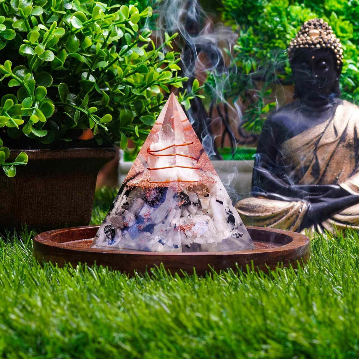 Piramida Inspirationala Orgonica pentru Succes | Piramida Orgone din Piatra Lunii Curcubeu - Liniste - Dezvoltare - Putere