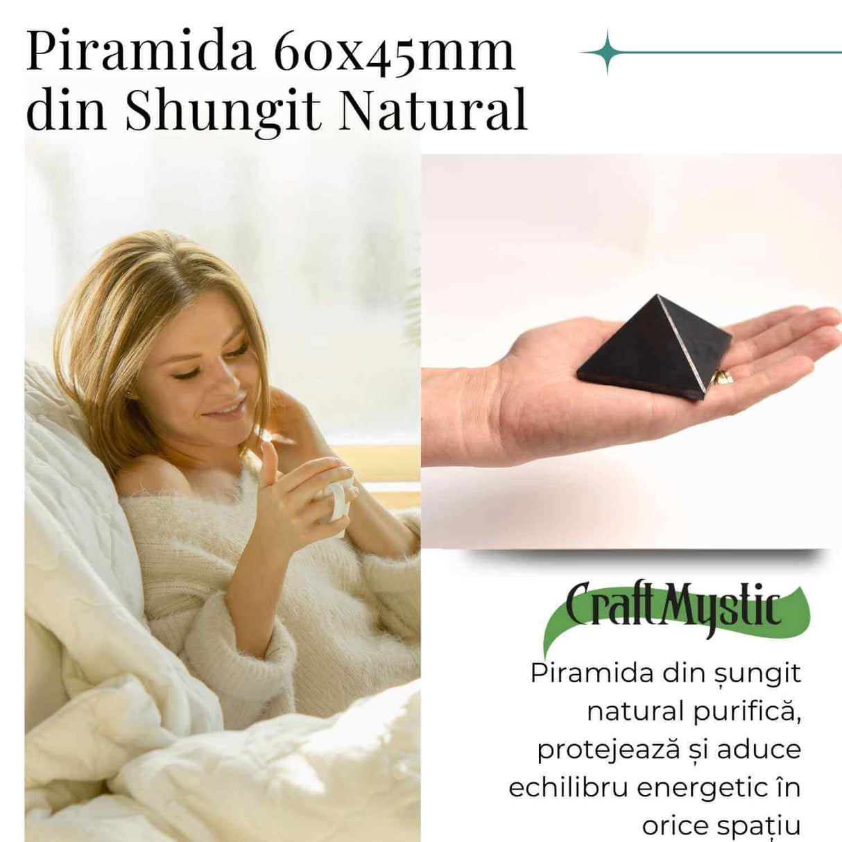 Piramida Sculptata Manual 6x6x5 cm din Shungit Natural