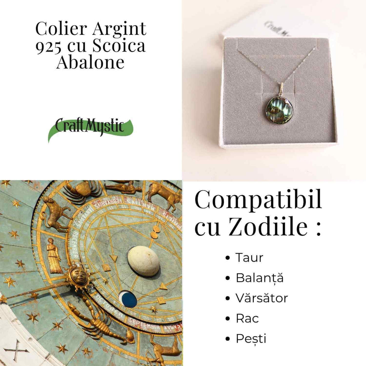 Armonie Interioara si Energie Oceanica - Colier Rotund cu Scoica Abalone si Argint 925