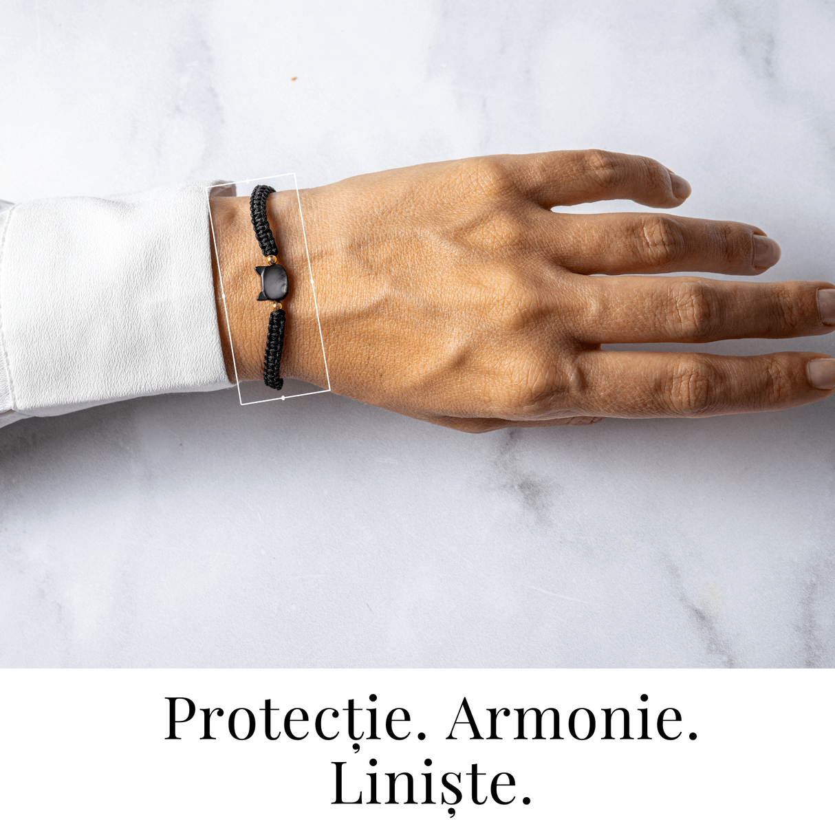 Protectie si Noroc - Bratara cu Charm Pisica din Scoica Naturala, Neagra