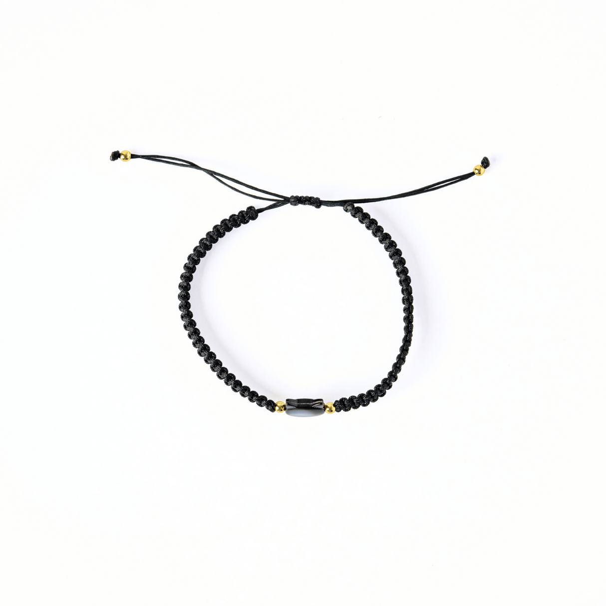Protectie si Noroc - Bratara cu Charm Pisica din Scoica Naturala, Neagra