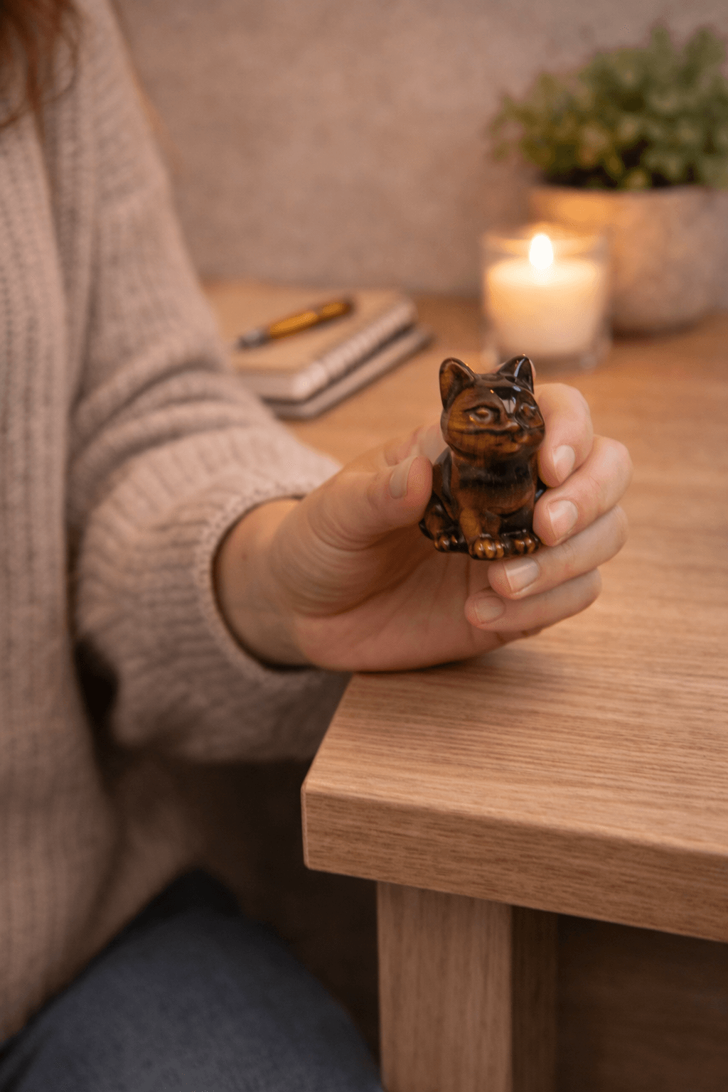 Figurina Pisica din Ochi de Tigru – Protectie, Curaj si Incredere Personala