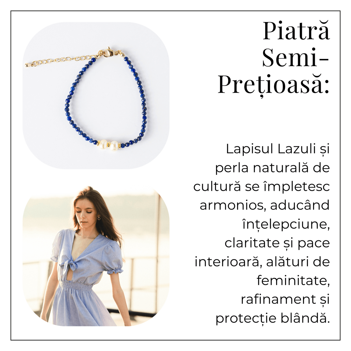 Intelegere si Claritate - Bratara din Lapis Lazuli Fatetat si Perle Naturale de Cultura