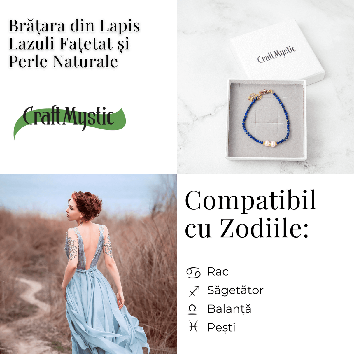 Intelegere si Claritate - Bratara din Lapis Lazuli Fatetat si Perle Naturale de Cultura