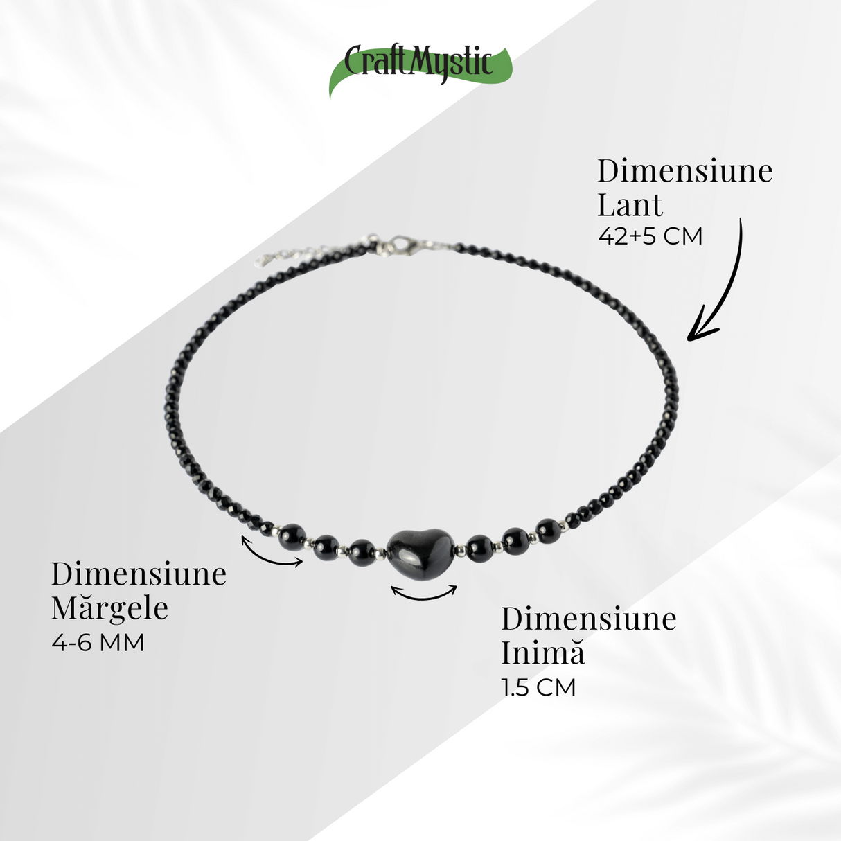 Protectie si Echilibru - Colier Inimă din Obsidian de Gheata si Obsidian Natural