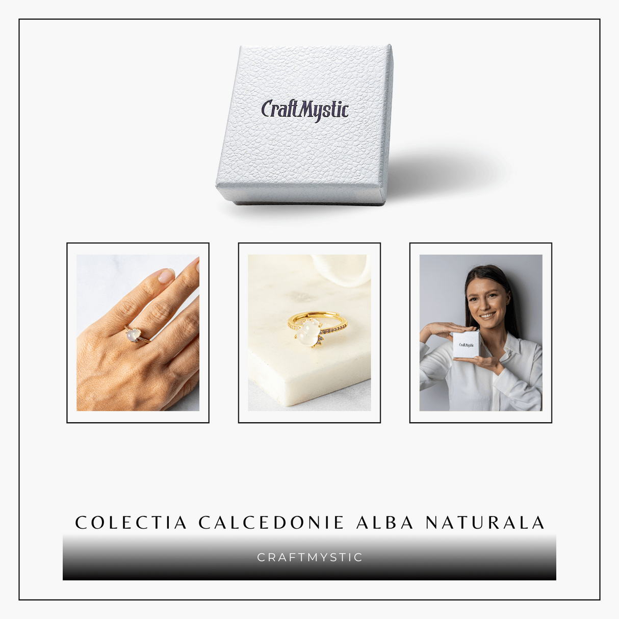 Inel Tartaruta cu Calcedonie Alba Naturala si Cupru - Simbol al Puritatii si Linistii Interioare