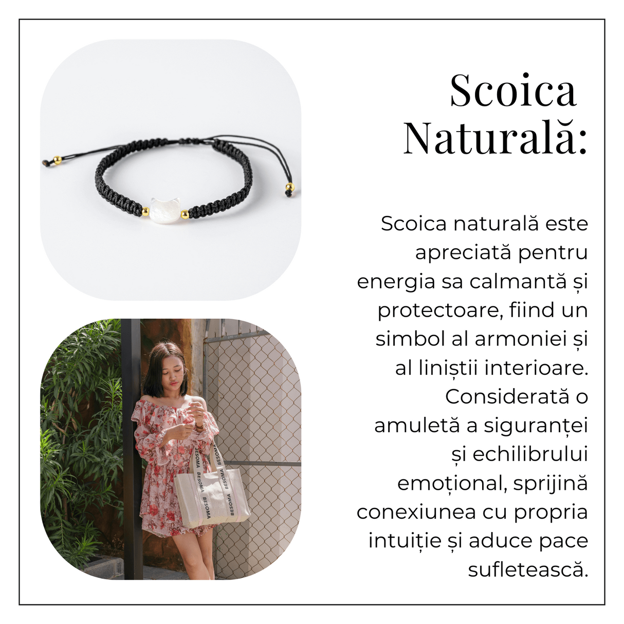 Energie Pozitiva si Puritate - Bratara cu Charm Pisica din Scoica Naturala Alba