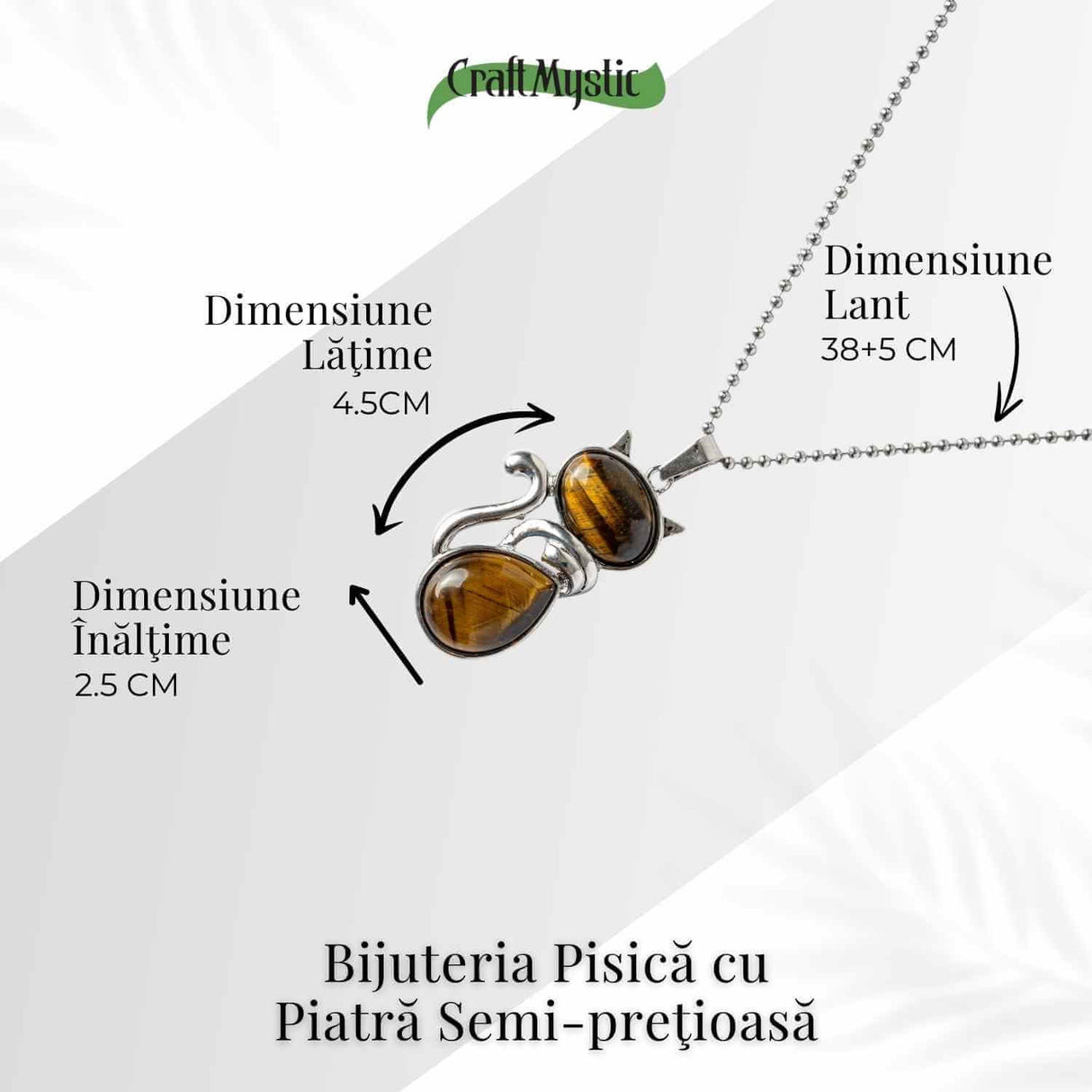 Protectie si Putere - Colier Pisica din Otel Inoxidabil cu Ochi de Tigru
