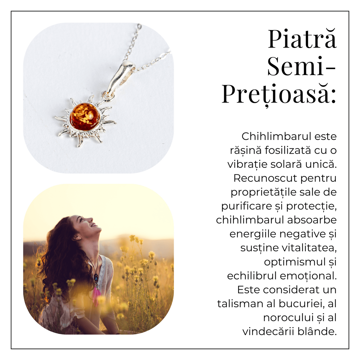 Un soare care te insoteste mereu - Colier cu chihlimbar si montura argint 925