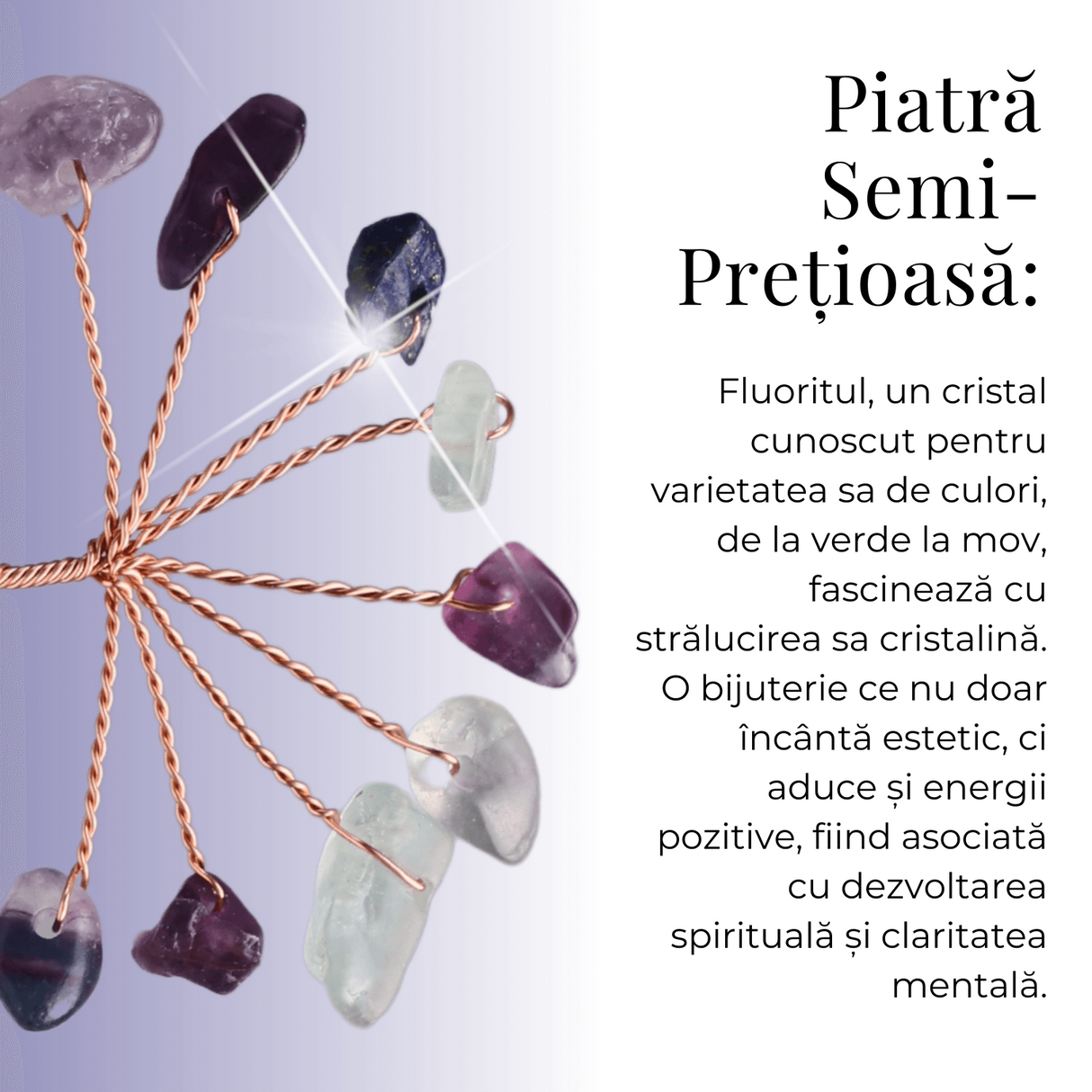 Ramurica Creativa DIY cu Pietre Naturale Fluorit (9 Pietricele)