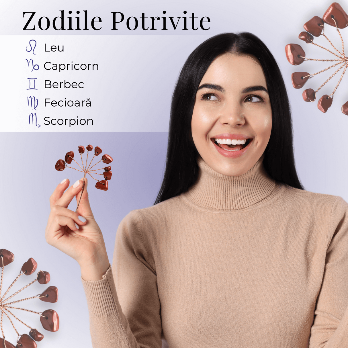 Ramurica Creativa DIY cu Pietre Naturale Jasp Rosu (9 Pietricele)