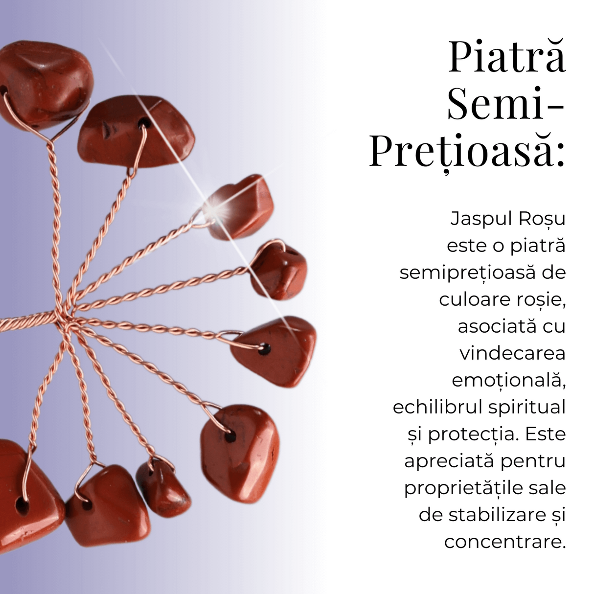Ramurica Creativa DIY cu Pietre Naturale Jasp Rosu (9 Pietricele)