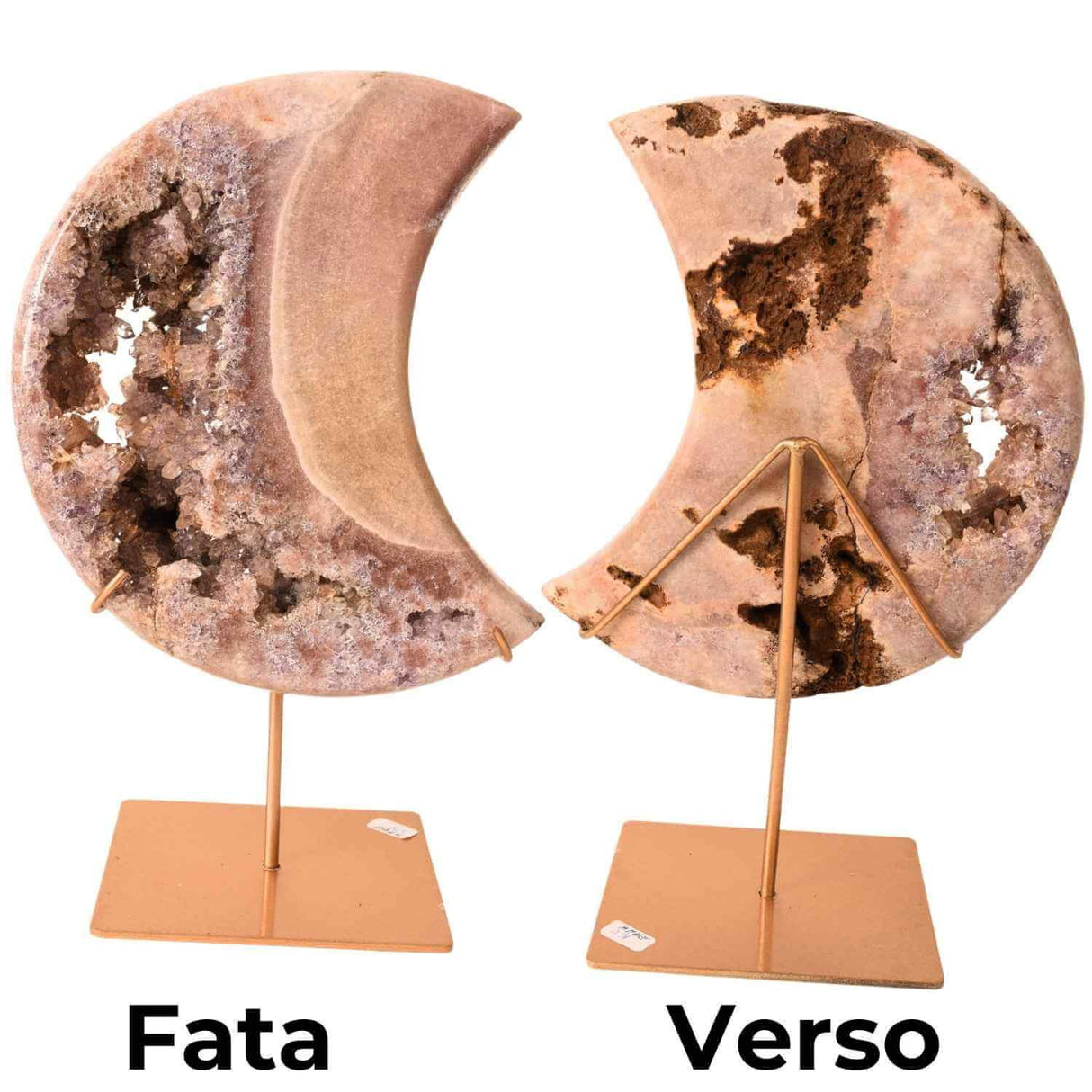 Semiluna decorativa din Pink Amethyst natural - piesa unicat sculptata manual, Brazilia