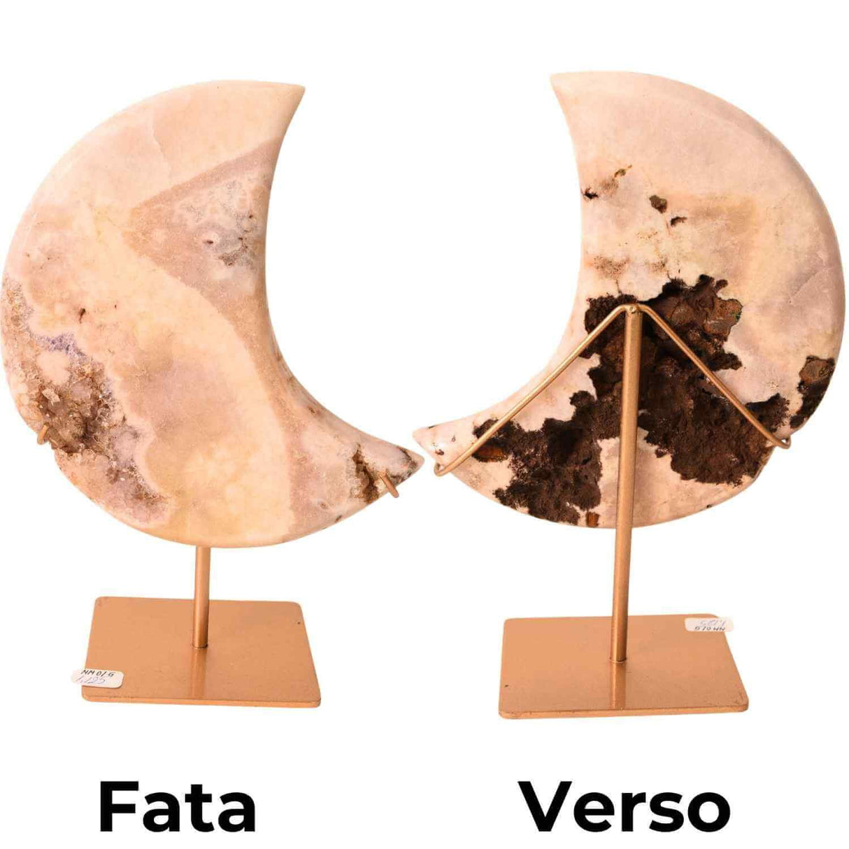 Semiluna decorativa din Agat crem-roz natural - sculptata manual in Brazilia 1.1 kg