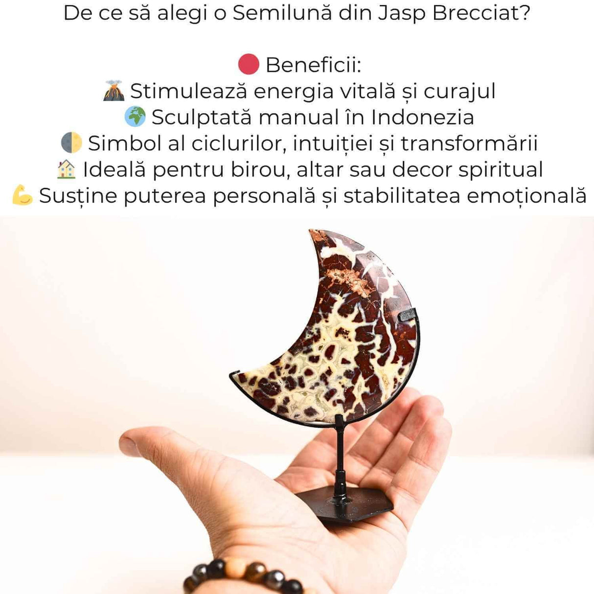 Semiluna din Jasp Brecciat - Simbolul puterii personale si al curajului interior