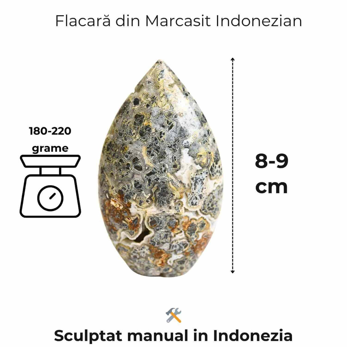 Gardianul calmului - Flacara din Marcasit Indonezian pentru Vindecare si Liniste Interioara 8-9 cm