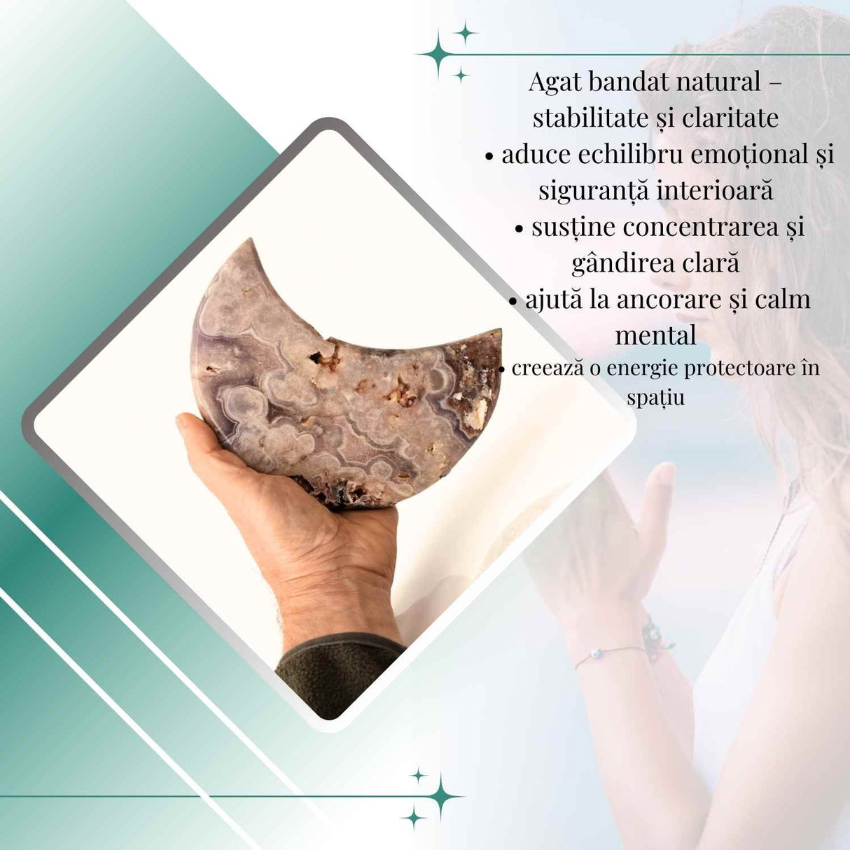 Semiluna din Agat Liliachiu Natural – Calm Interior si Claritate | Piesa Unicat Brazilia 1,1 kg