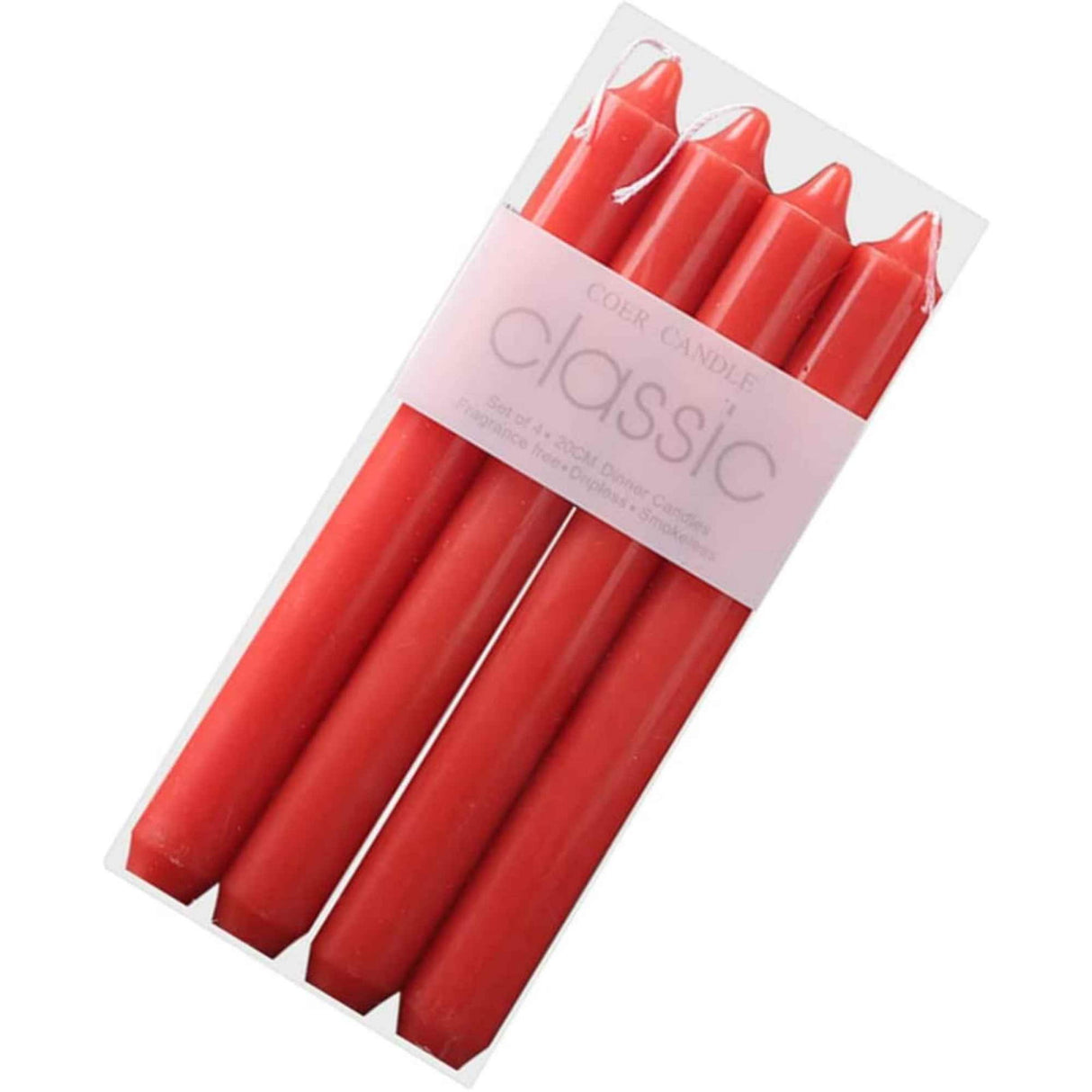 Set 4 Lumanari rosii drepte de 25 cm - Lumanari fara picurare si fara parfum - Perfecte ca lumanari pentru cina, ocazii speciale