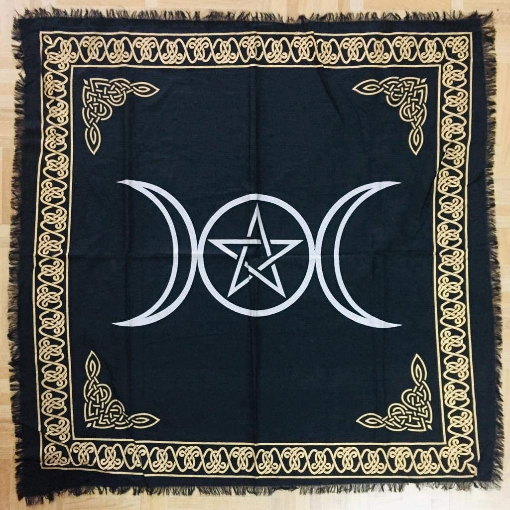 Panza Sacra pentru altar magic - Design Pentagrama Triple Moon - Vrajitorie Tarot Wiccani Spiritualitate