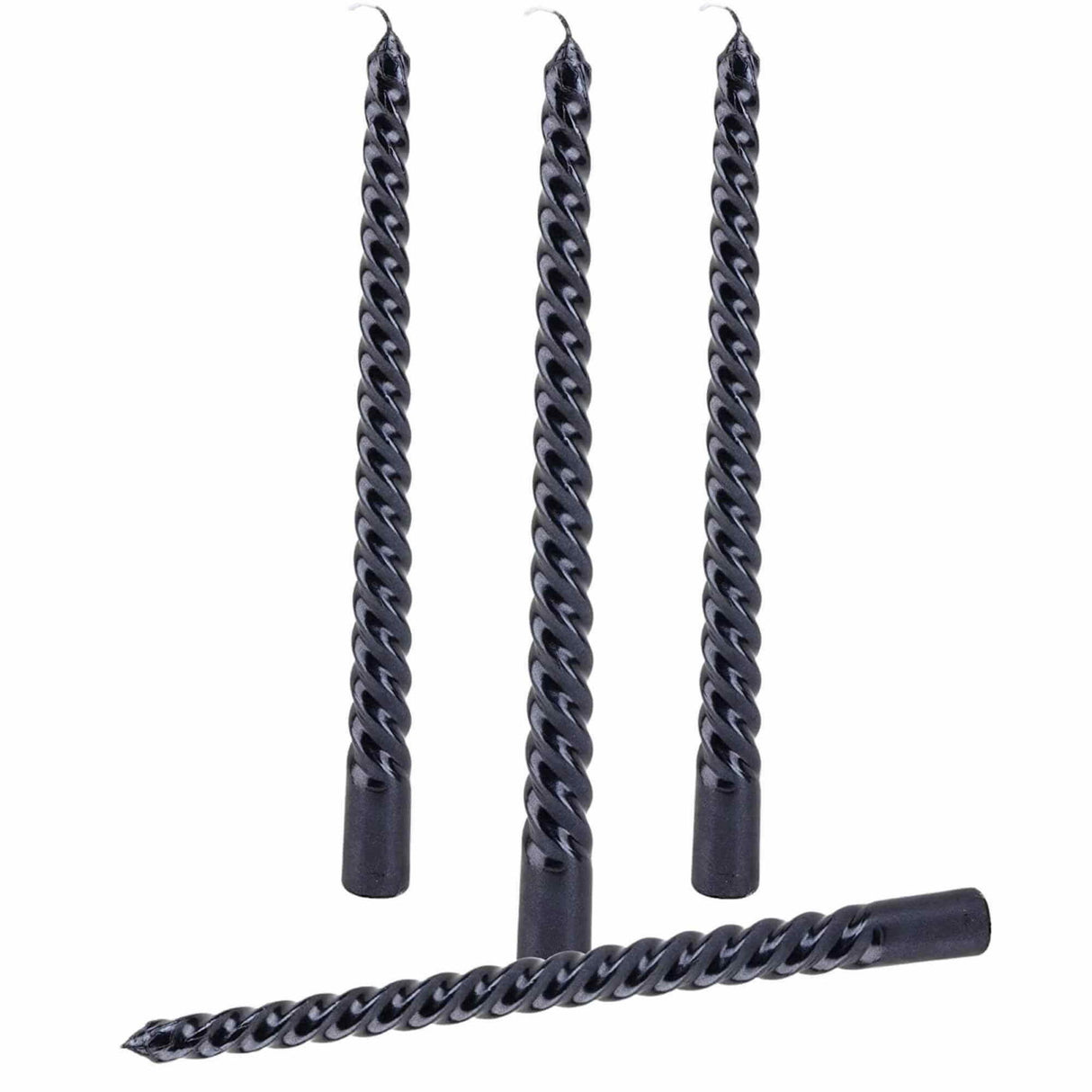 Set 4 Lumanari negre spirala de 25 cm - Lumanari fara picurare si fara parfum - Perfecte ca lumanari pentru cina, ocazii speciale