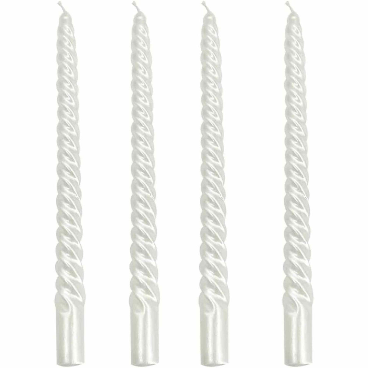 Set 4 Lumanari albe spirala de 25 cm - Lumanari fara picurare si fara parfum - Perfecte ca lumanari pentru cina, ocazii speciale