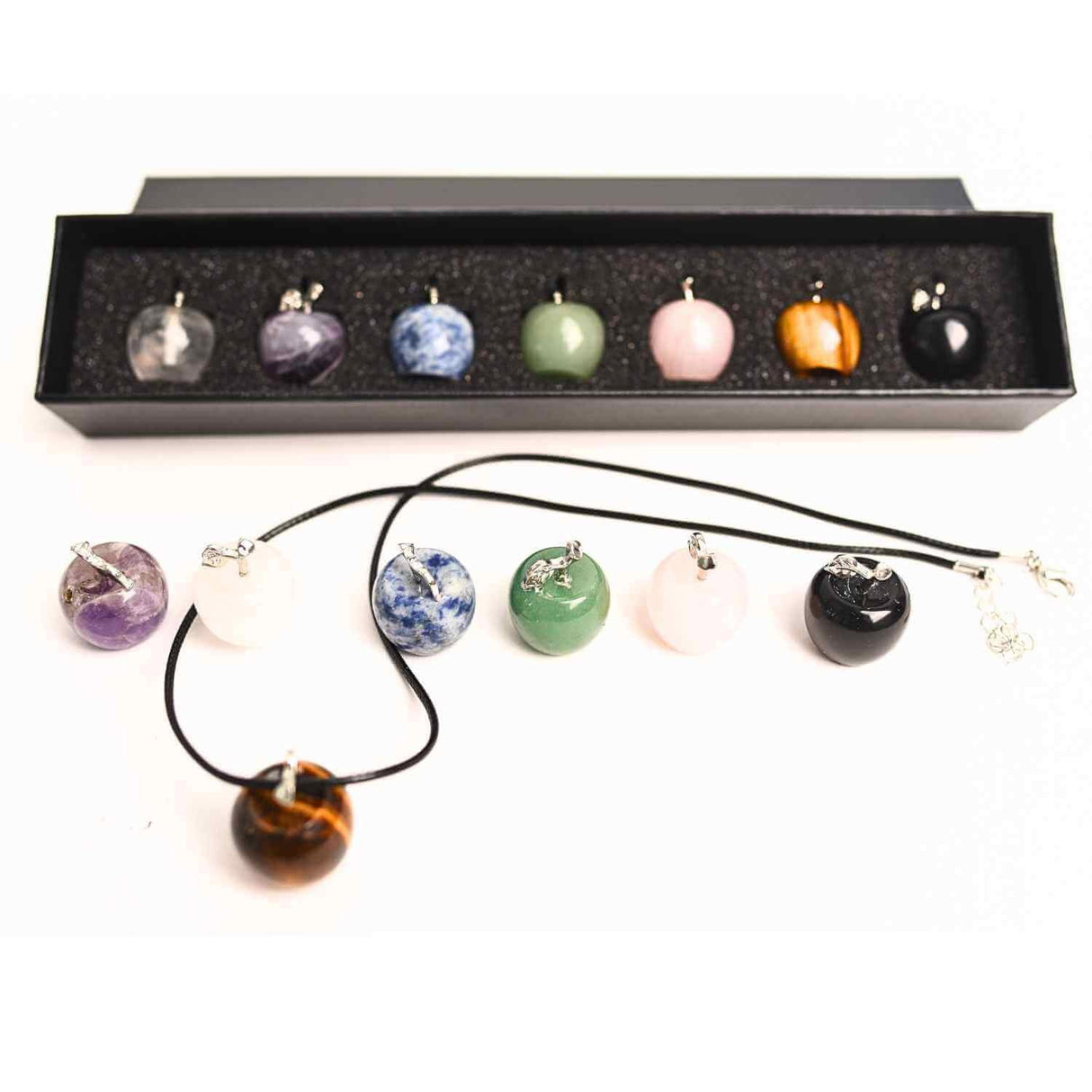Set 7 Mere din Cristale Naturale pentru Echilibru si Armonie – Colier si Cutie Cadou