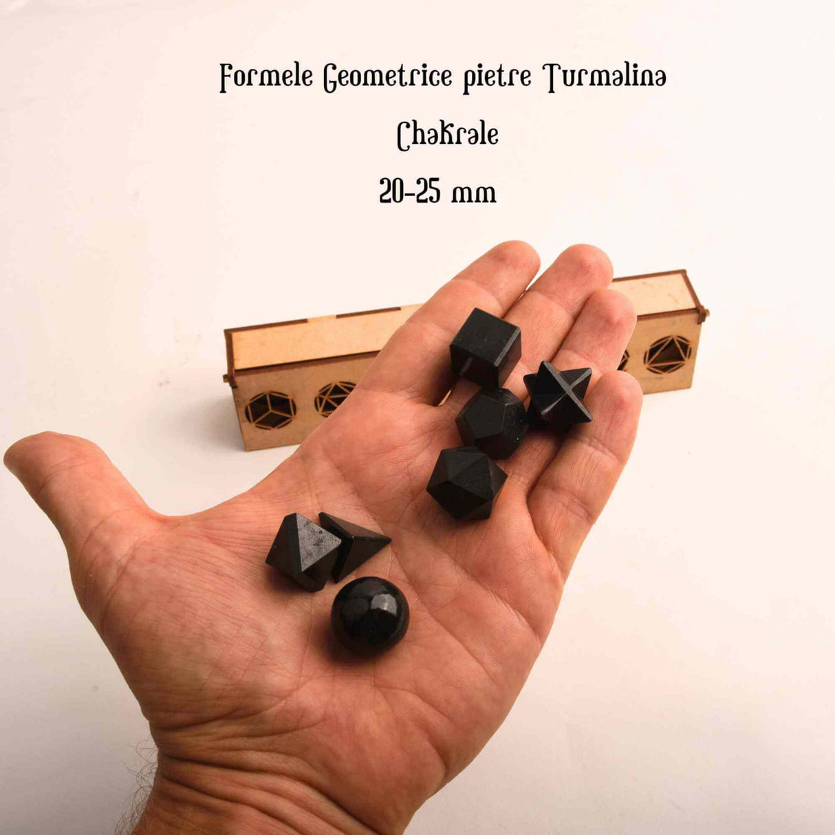Set de Geometrie pentru cele 7 chakre cu Turmalina Neagra, Cristale Reiki si Talismane pentru Noroc - Cadoul Ideal pentru Casa Noua si Echilibrare Spirituala