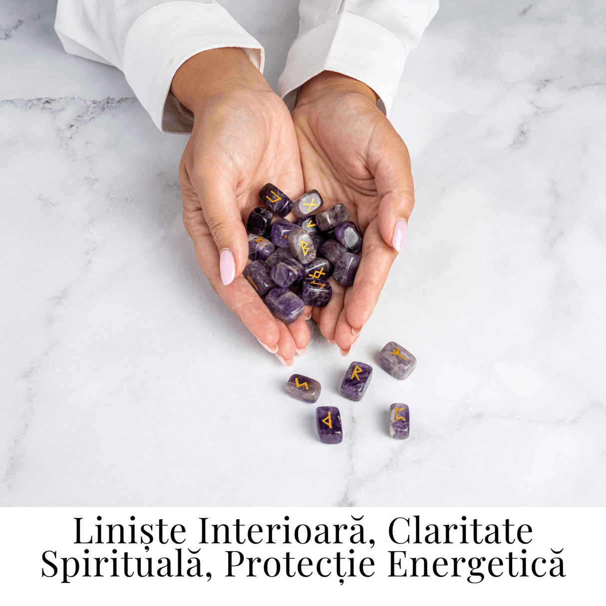 Set Rune din Ametist Natural - Claritate Spirituala si Protectie Energetica