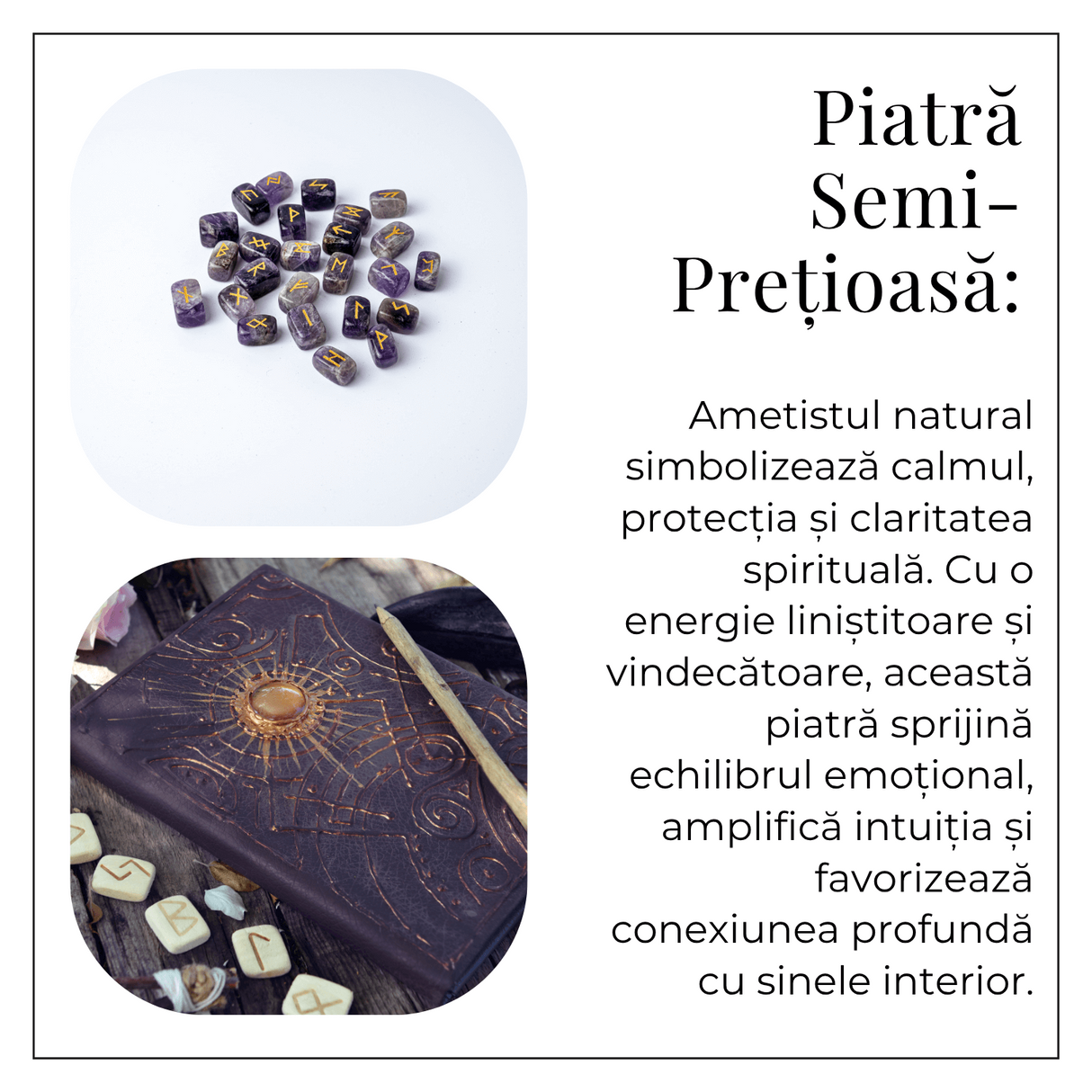 Set Rune din Ametist Natural - Claritate Spirituala si Protectie Energetica