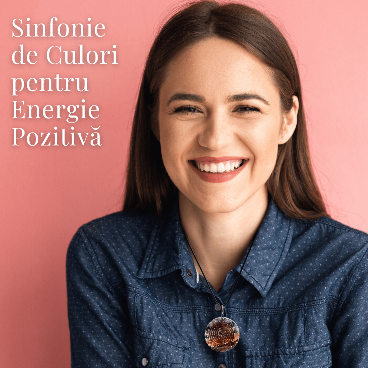 Colier Reglabil Orgonic cu Pietre pentru Cele 7 Chakre si Semnul \"Puterii\" Spirala