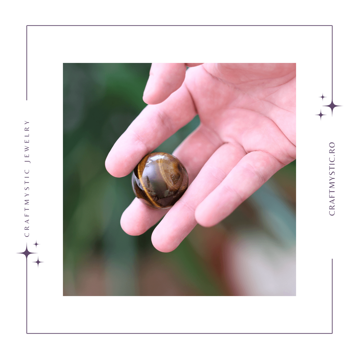 Sfera din Ochi de Tigru Natural, 1 buc, 30-35 mm - Piatra Semipretioasa pentru Cadouri, Curaj si Protectie