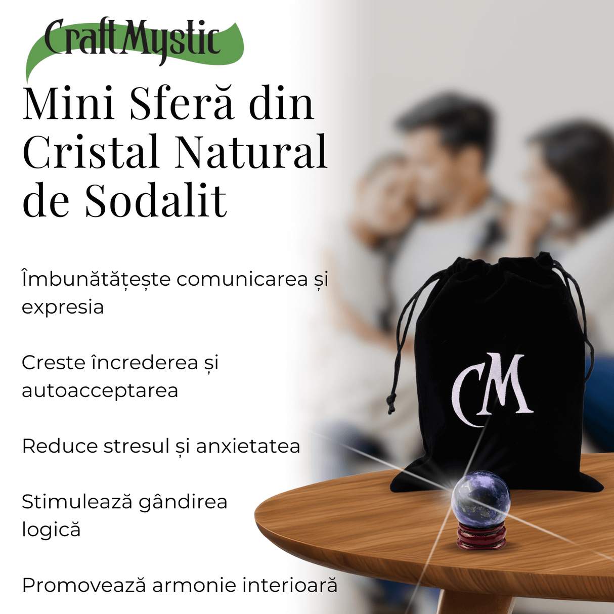 Sfera din Sodalit Natural, 1 buc, 30-35 mm - Piatra Semipretioasa pentru Cadouri, Meditatie si Echilibru