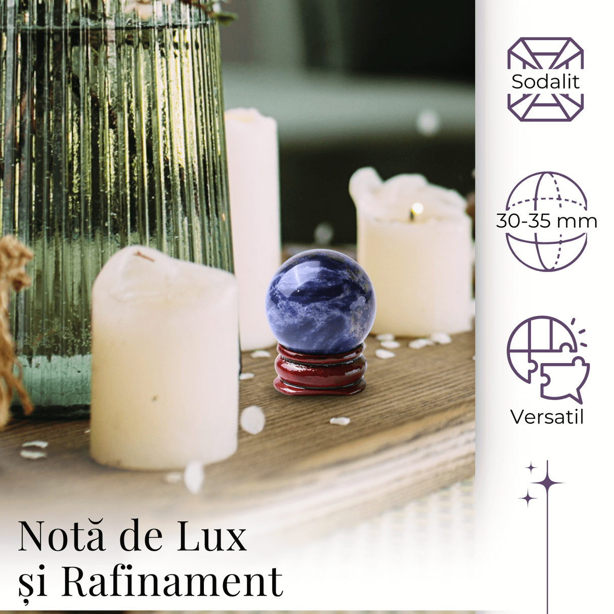 Sfera din Sodalit Natural, 1 buc, 30-35 mm - Piatra Semipretioasa pentru Cadouri, Meditatie si Echilibru