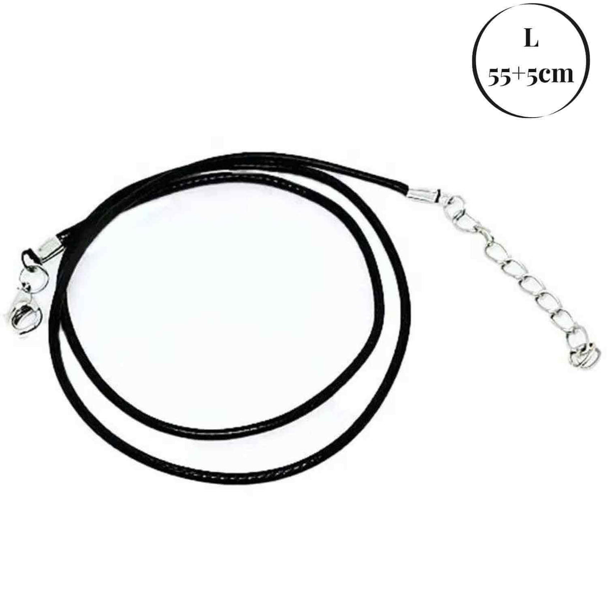 Snur ajustabil din imitatie piele cerata neagra 1.5mm, 55+5cm - Versatil si durabil
