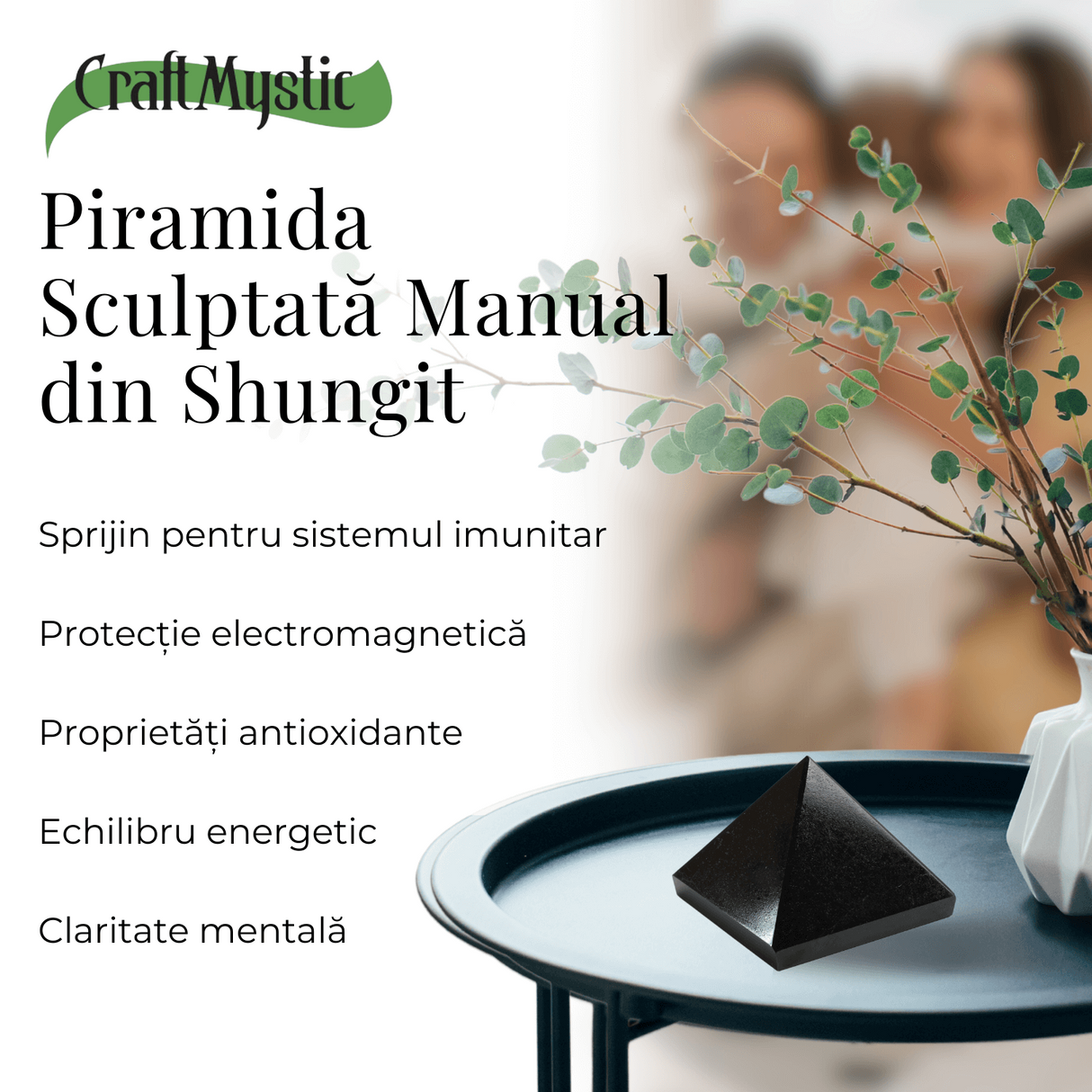 Piramida Sculptata Manual 6x6x5 cm din Shungit Natural