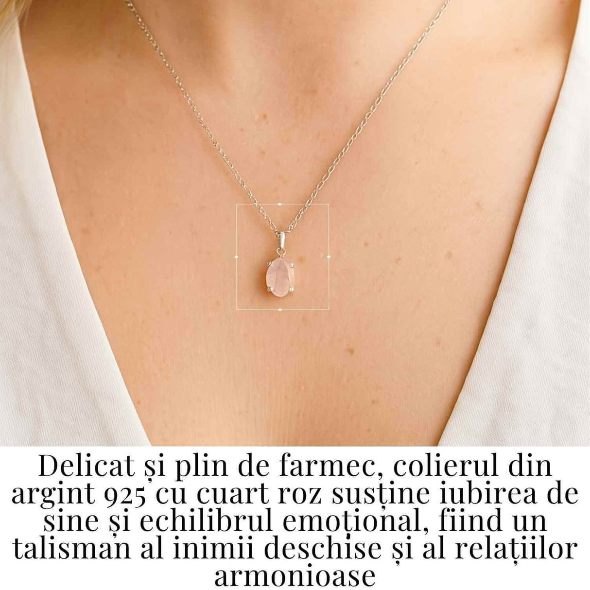 Iubire si Echilibru Emotional - Colier Cuart Roz Argint 925