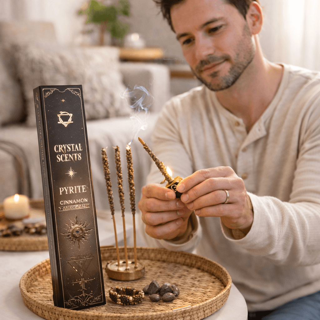 Smudge Kit cu Pirita si Betisoare Parfumate cu Scortisoara – Ritual de Abundenta, Protectie si Energie Activa