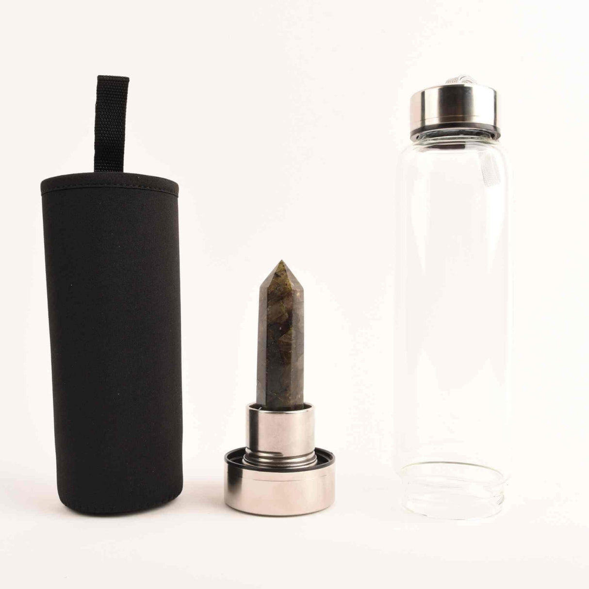 Sticla de apa cu varf de cristal Ametist - Perfect pentru meditatie - Cadouri speciale pentru femei barbati prieteni