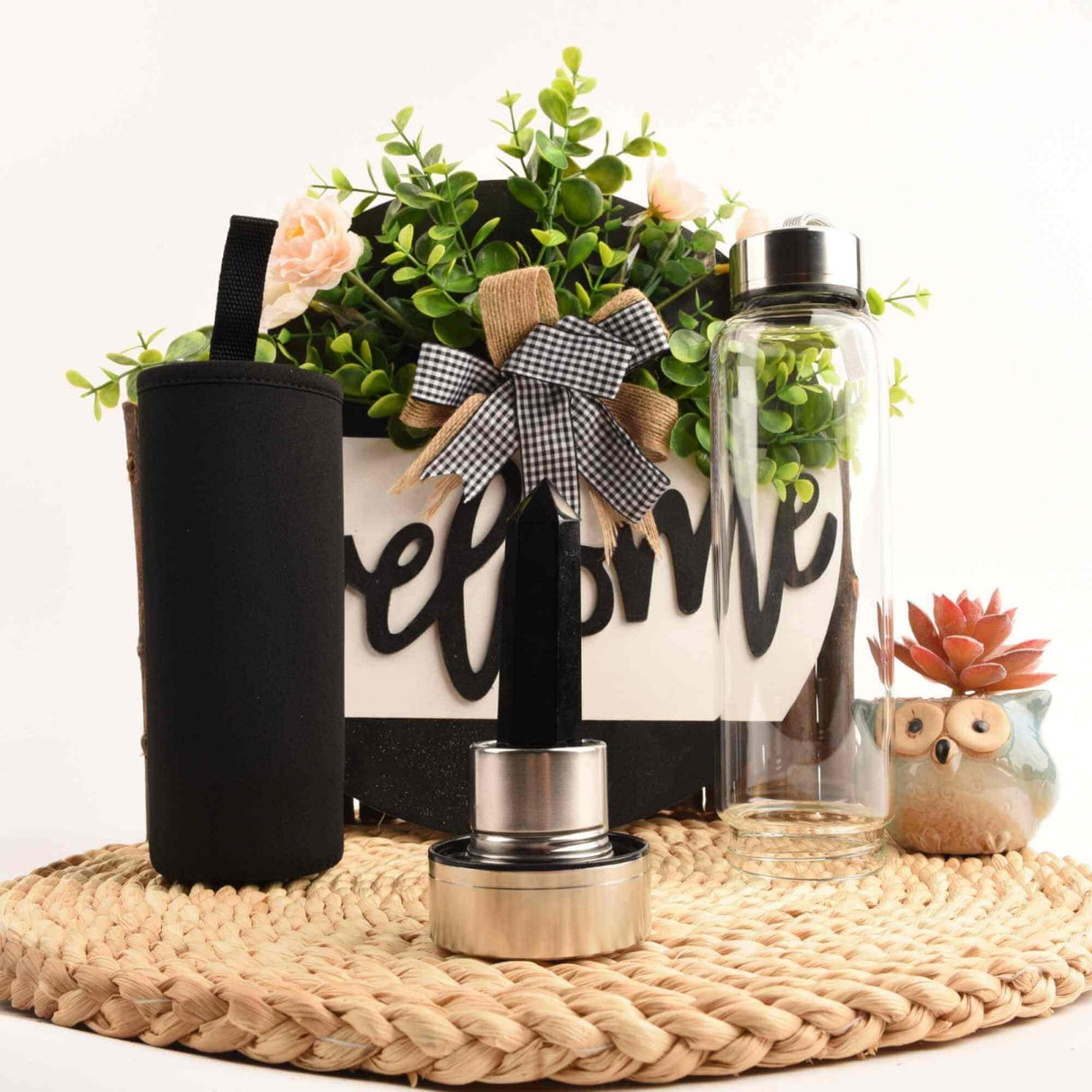 Sticla de apa cu varf de cristal Ametist - Perfect pentru meditatie - Cadouri speciale pentru femei barbati prieteni