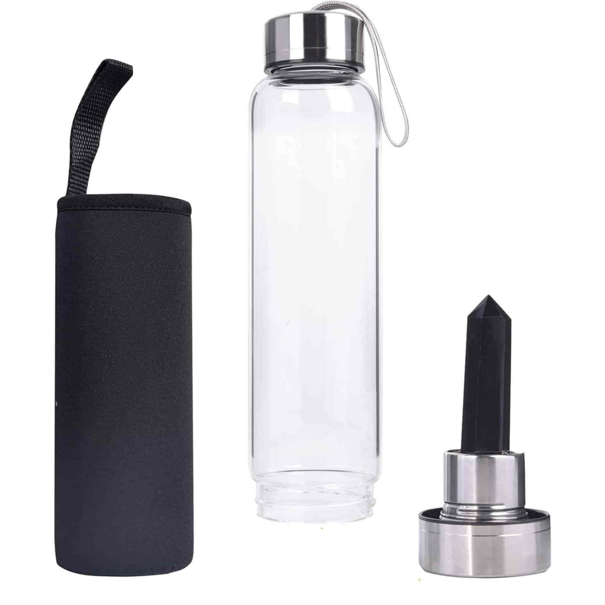 Sticla de apa cu varf de cristal Ametist - Perfect pentru meditatie - Cadouri speciale pentru femei barbati prieteni