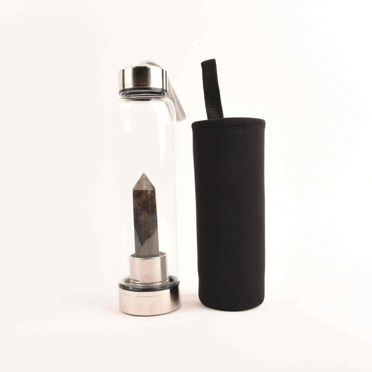 Sticla de apa cu varf de cristal Ametist - Perfect pentru meditatie - Cadouri speciale pentru femei barbati prieteni